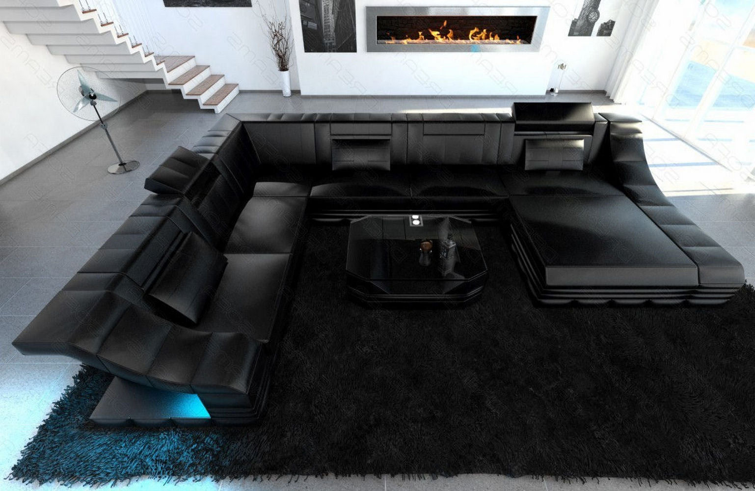 Design Wohnlandschaft Turino XL mit LED