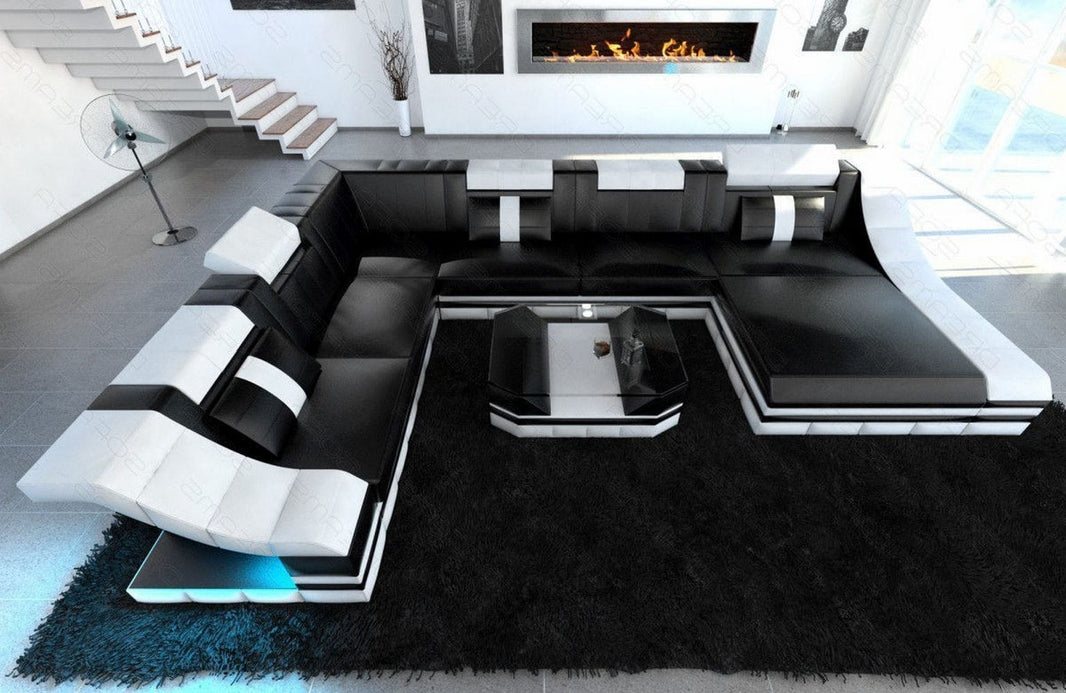 XXL Wohnlandschaft Turino U-Form aus Leder