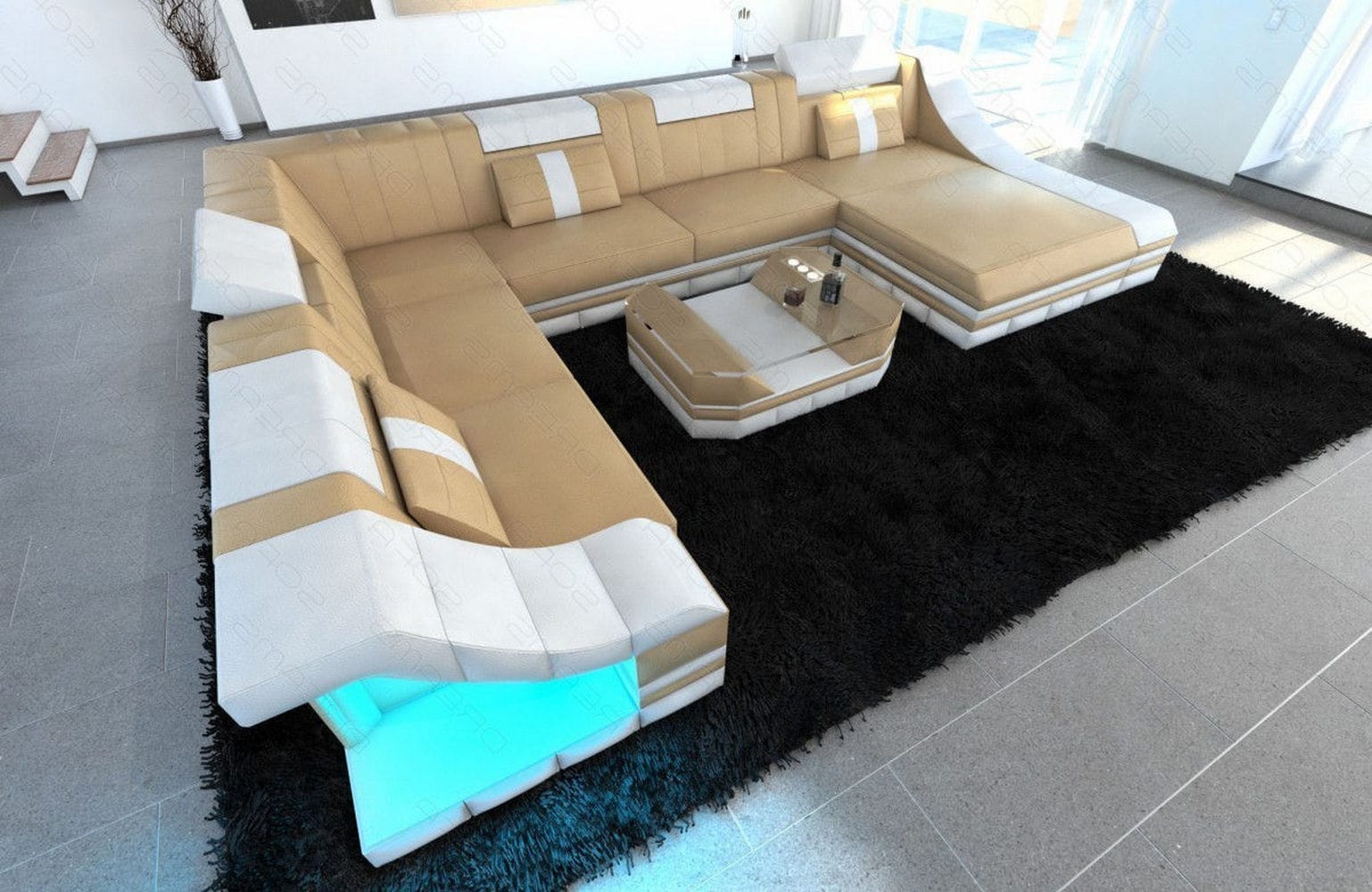 Design Wohnlandschaft Turino XL mit LED