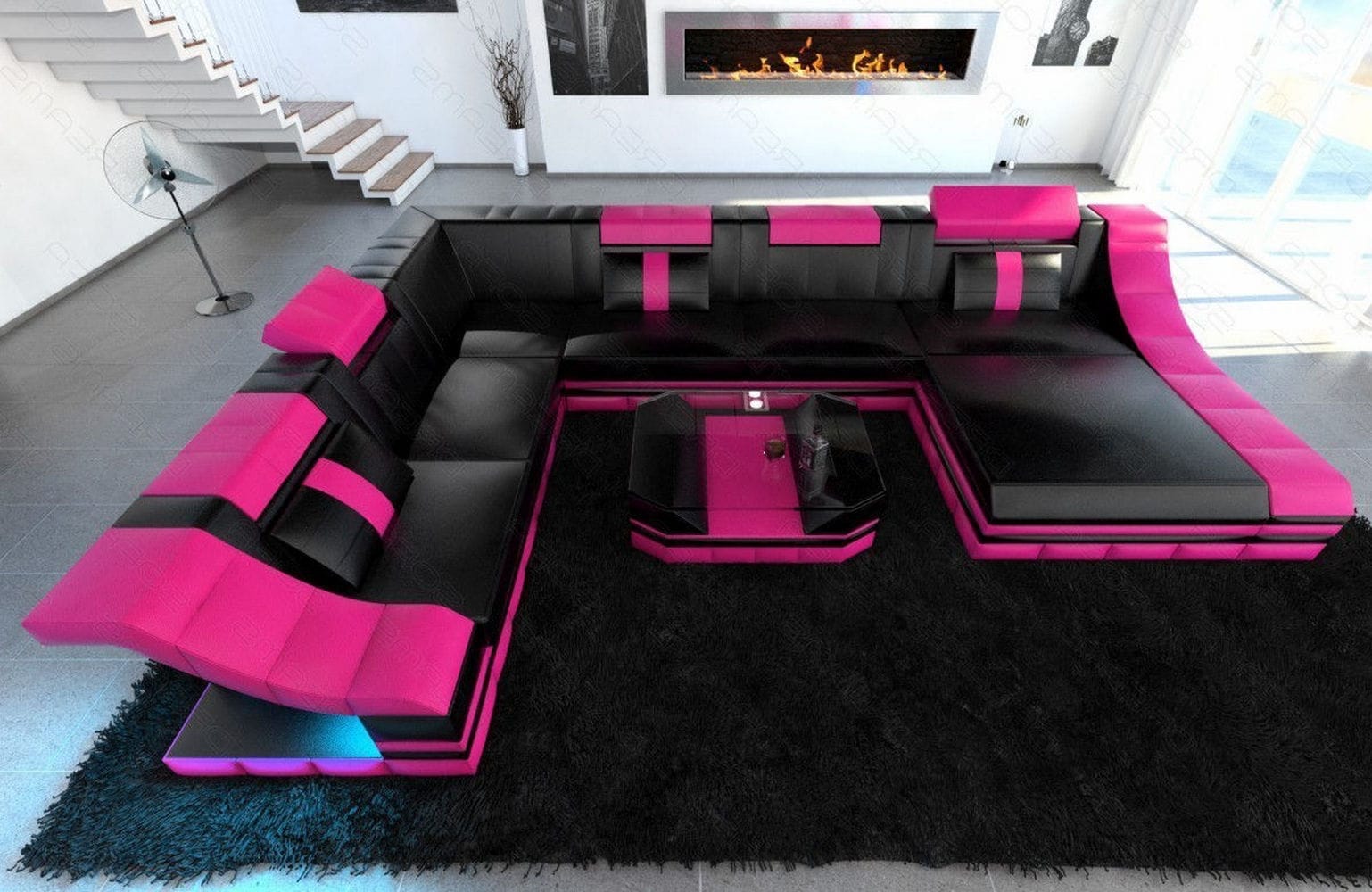 Design Wohnlandschaft Turino XL mit LED