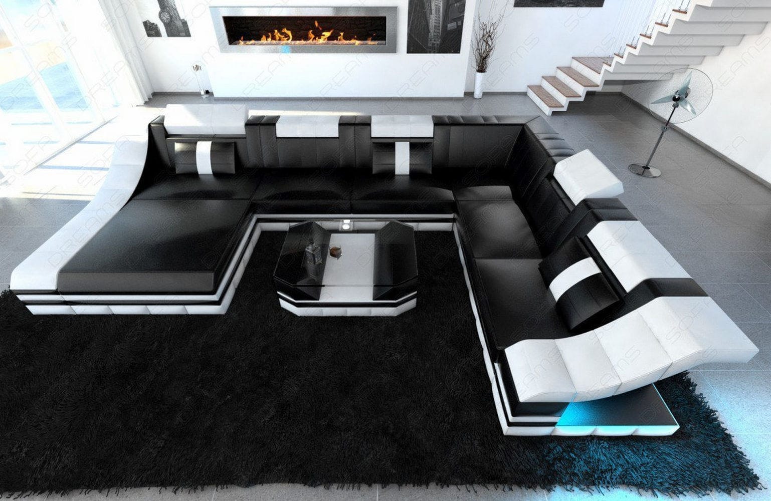 Design Wohnlandschaft Turino XL mit LED