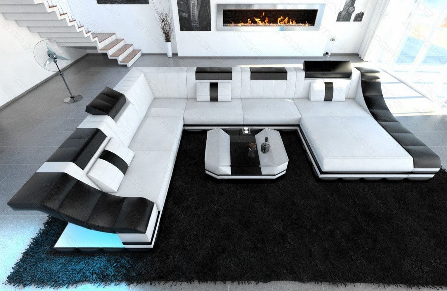 Design Wohnlandschaft Turino XL mit LED