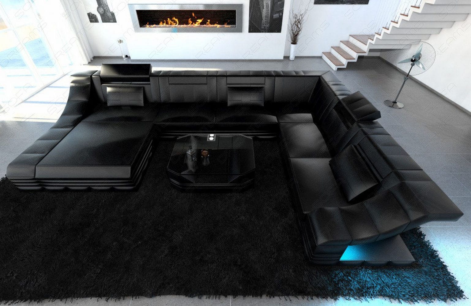 Design Wohnlandschaft Turino XL mit LED