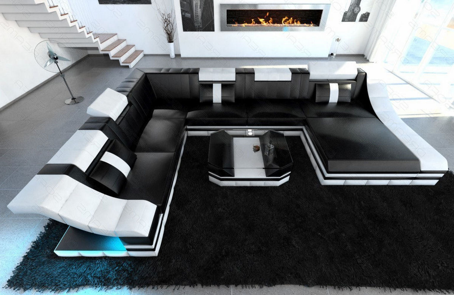 Design Wohnlandschaft Turino XL mit LED