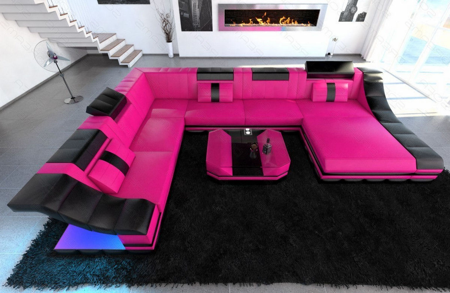 Design Wohnlandschaft Turino XL mit LED