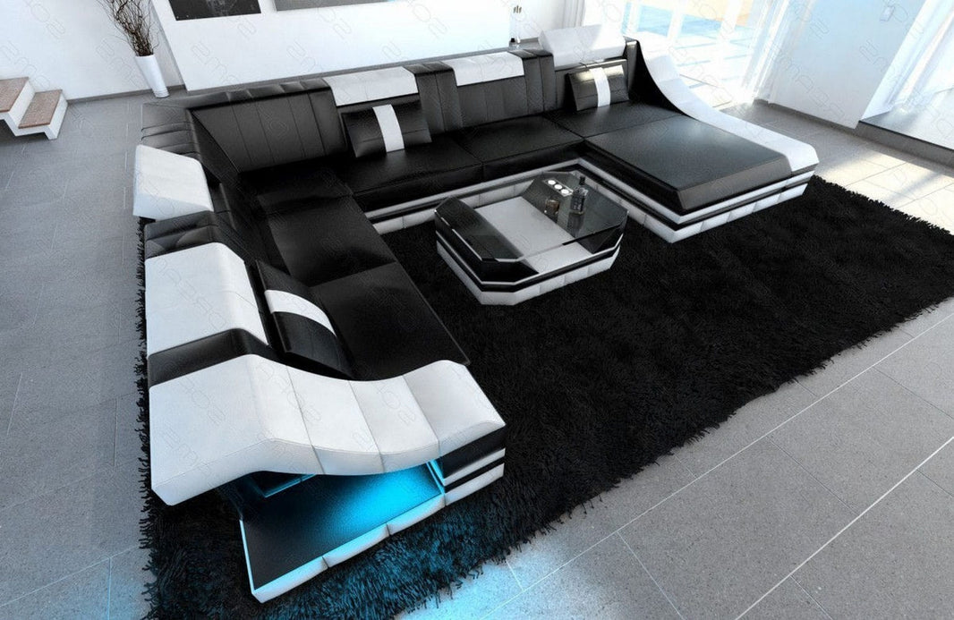 XXL Wohnlandschaft Turino U-Form aus Leder