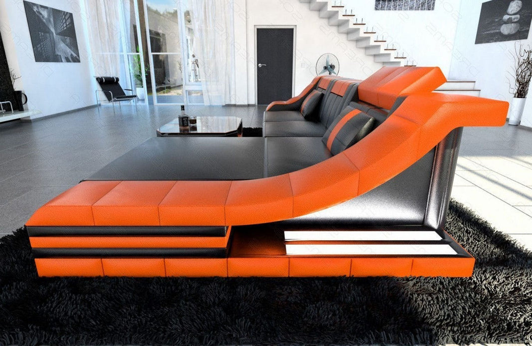 Mini Couch Turino L-Form in Leder
