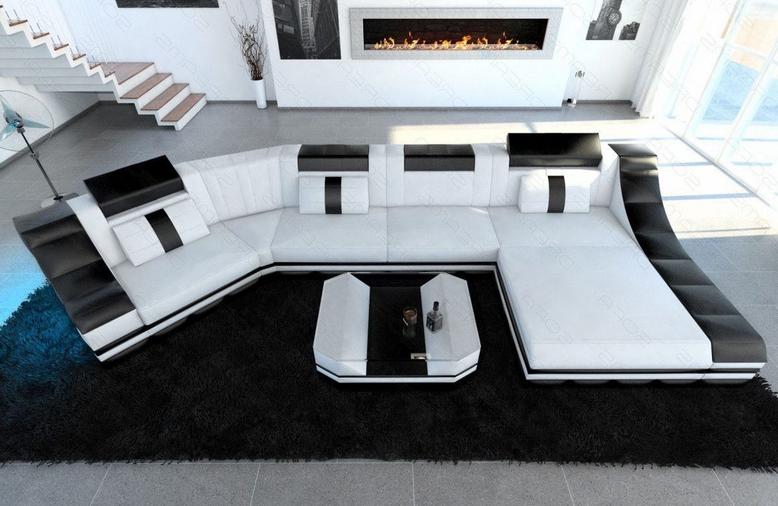 Mini Couch Turino C weiß-schwarz