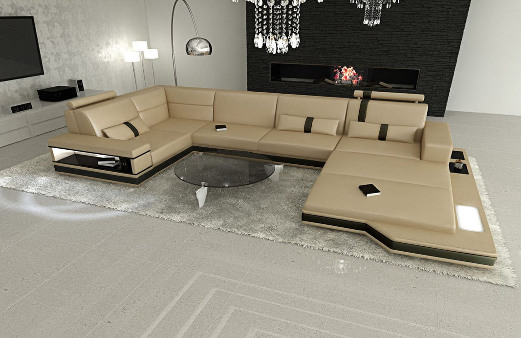 Mini Sofa Messana U-Form in Leder