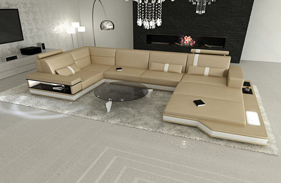 Mini Sofa Messana U-Form in Leder