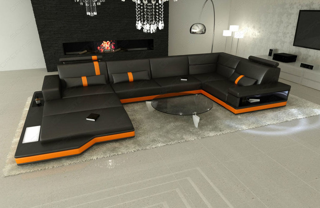 Mini Sofa Messana U-Form in Leder