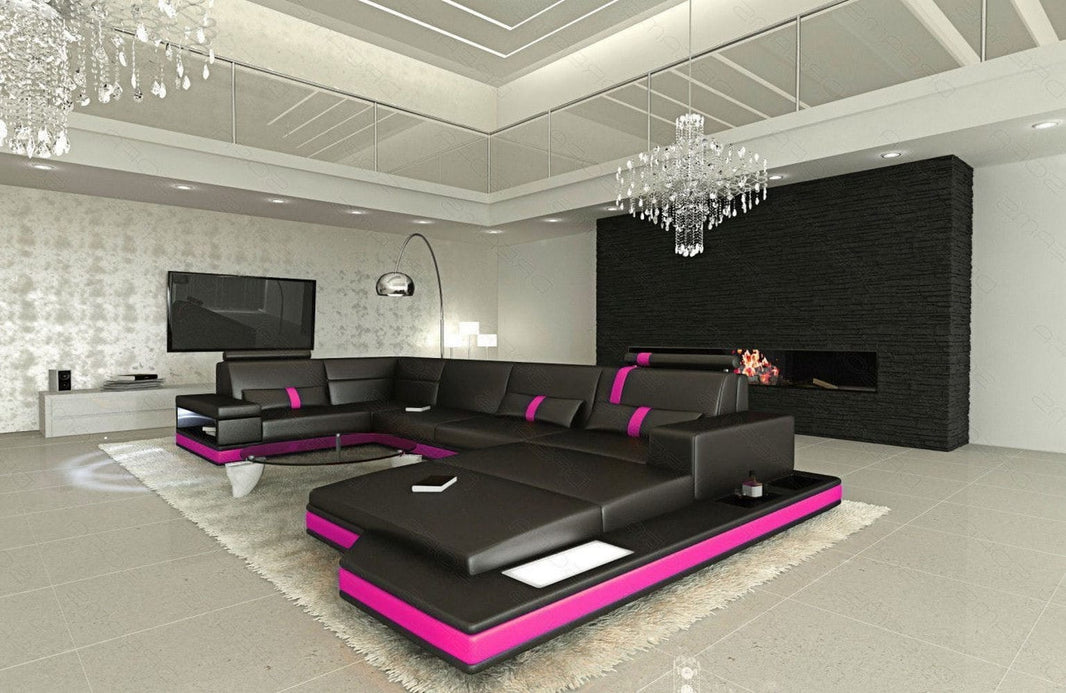 Sofa Messana U-Form in Leder