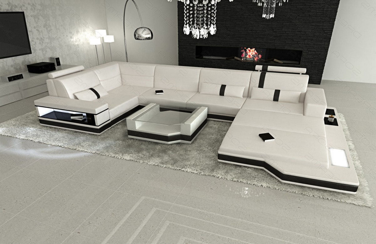 Ledersofa Wohnlandschaft Messana