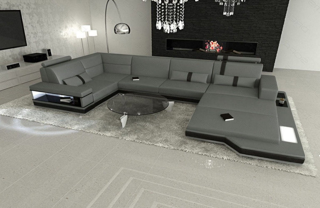 Sofa Messana U-Form in Leder