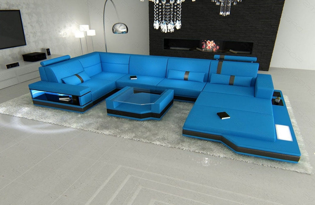 Sofa Messana U-Form in Leder