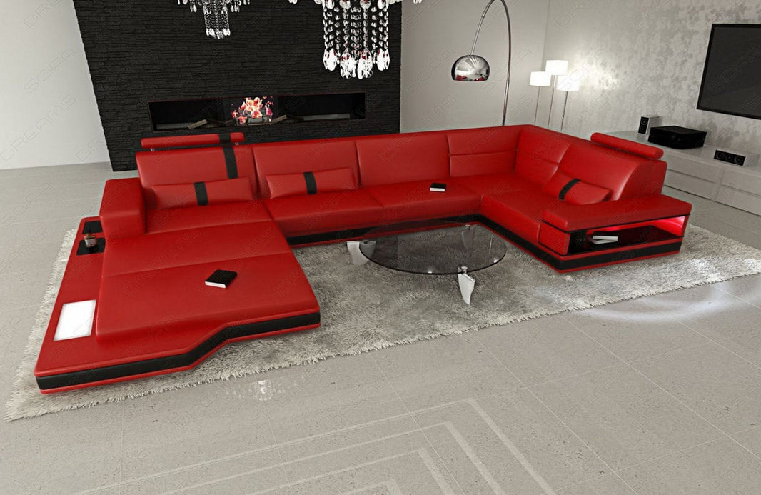 Sofa Messana U-Form in Leder