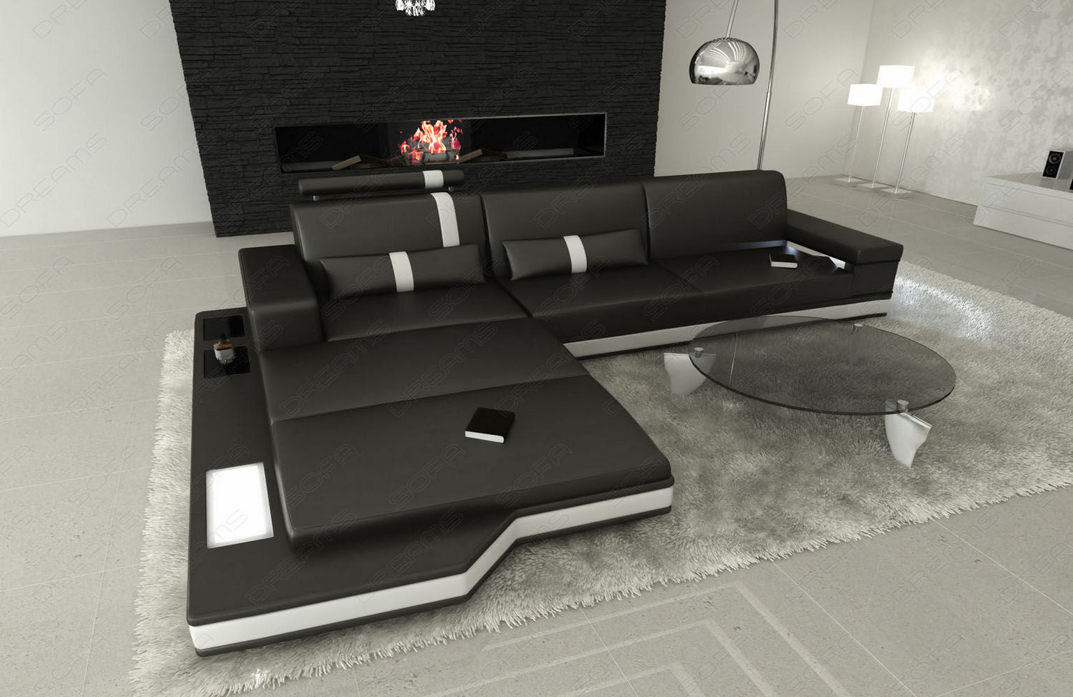 Mini Messana Ecksofa L-Form – Modern & Bequem Schwarz-Weiß