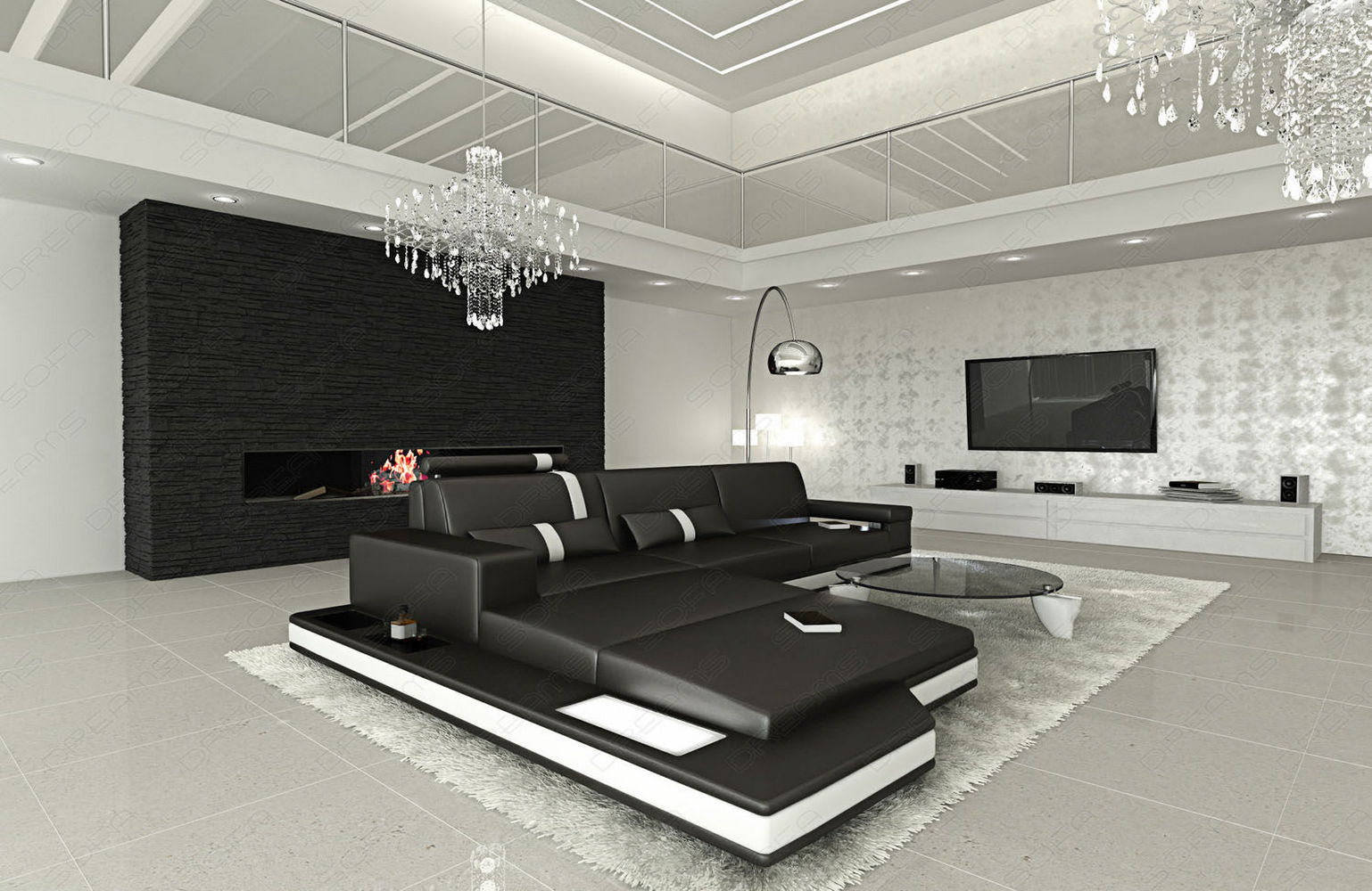 Mini Messana Ecksofa L-Form – Modern & Bequem Schwarz-Weiß