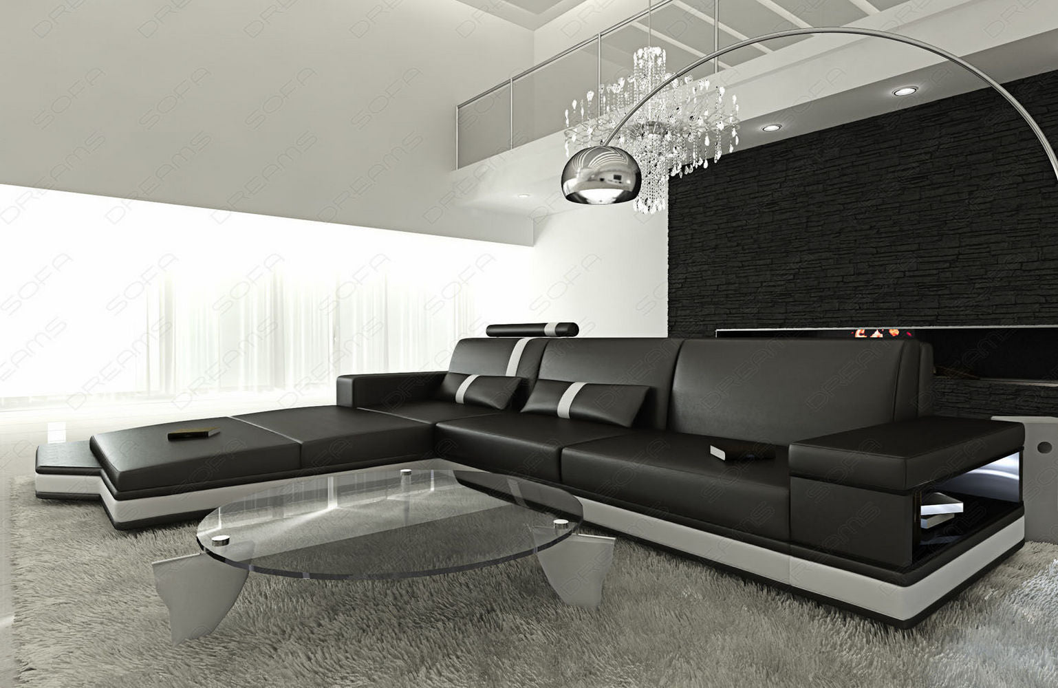 Mini Messana Ecksofa L-Form – Modern & Bequem Schwarz-Weiß
