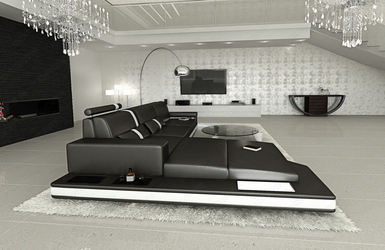 Mini Messana Ecksofa L-Form – Modern & Bequem Schwarz-Weiß