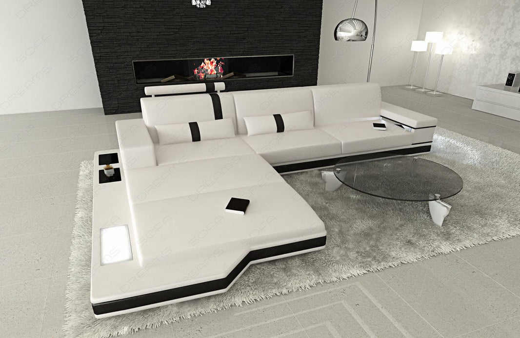 Couch Messana L-Form in Leder