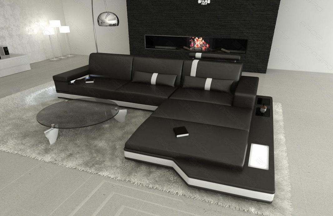 Couch Messana L-Form in Leder