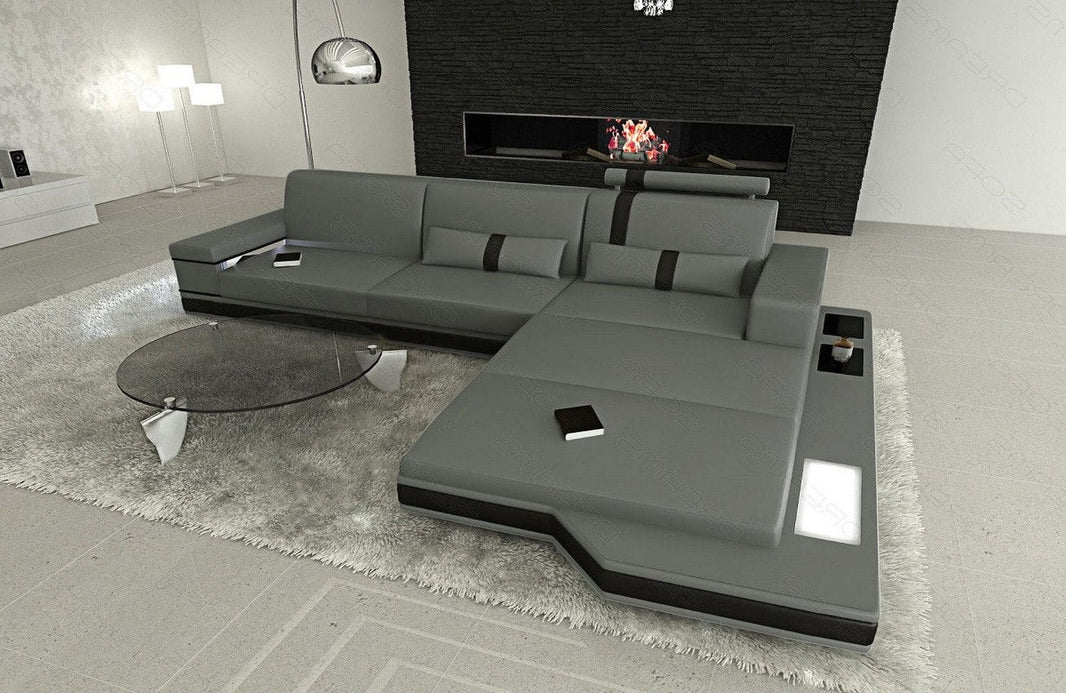 Couch Messana L-Form in Leder