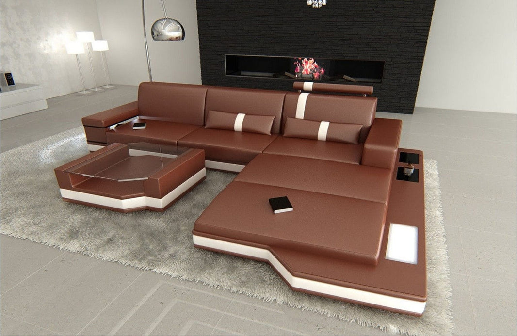 Couch Messana L-Form in Leder