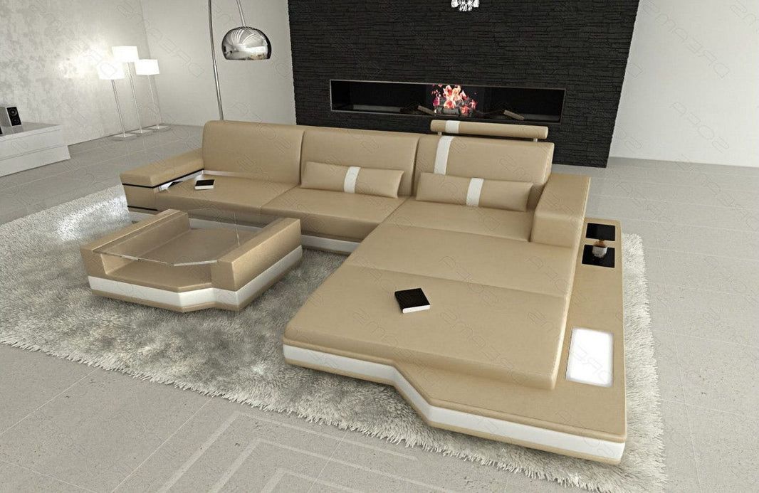 Couch Messana L-Form in Leder
