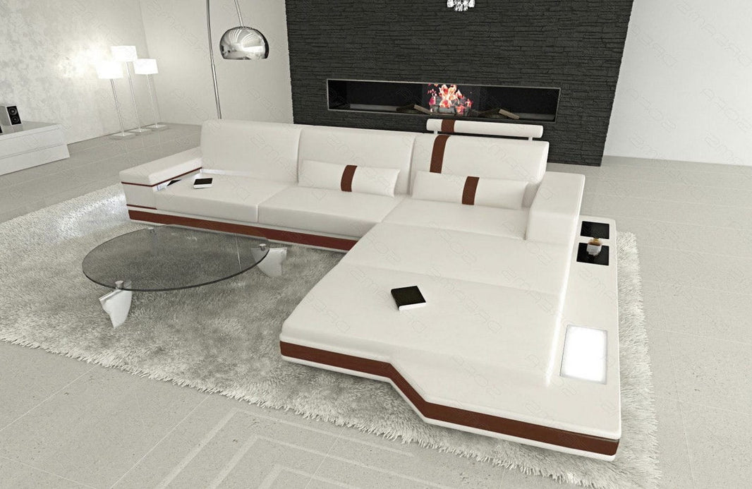 Couch Messana L-Form in Leder
