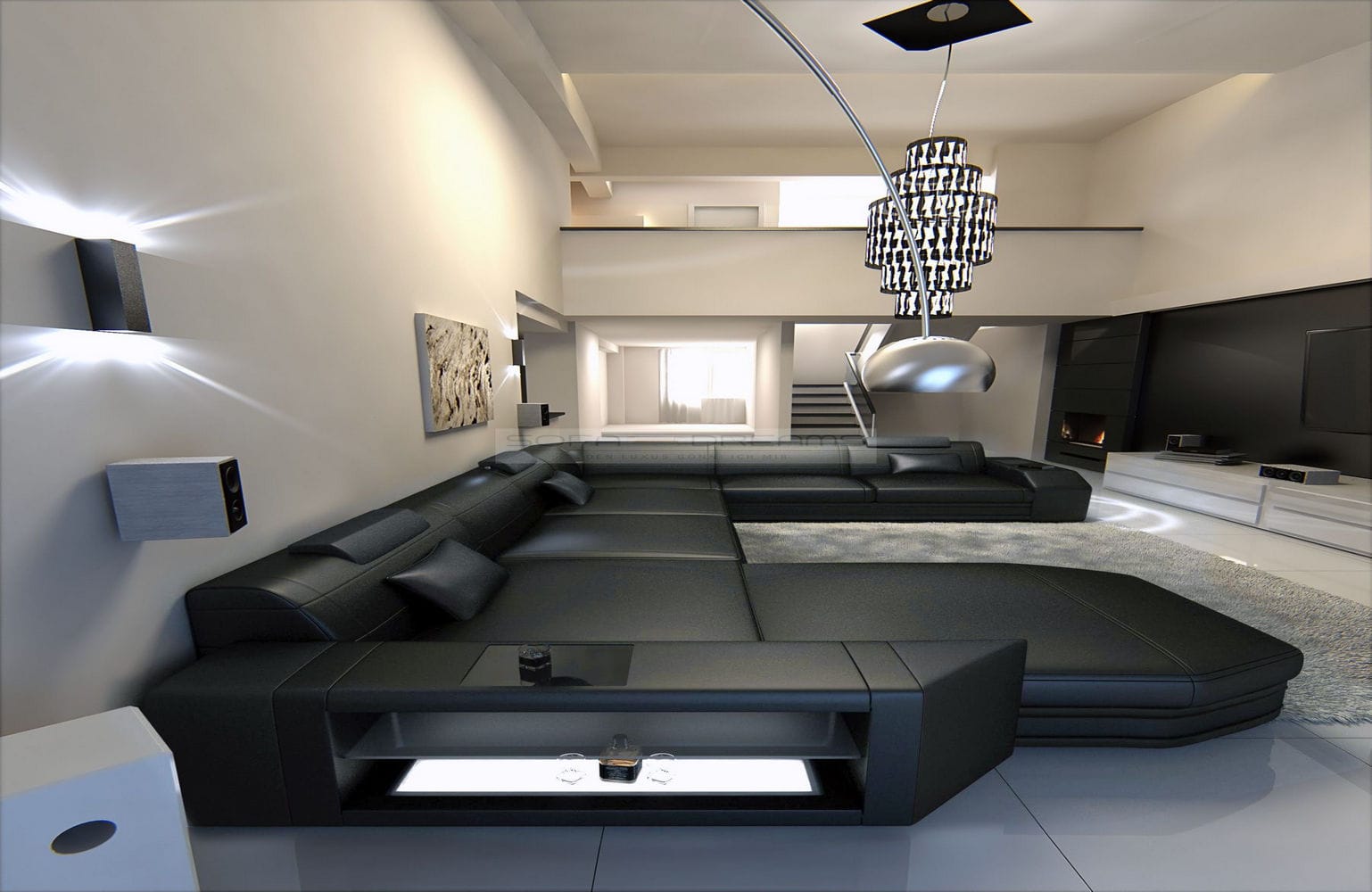 Mini XXL Wohnlandschaft Mega Prato schwarz
