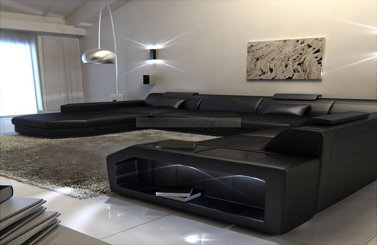 Mini XXL Wohnlandschaft Mega Prato schwarz