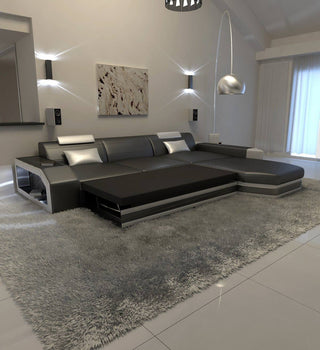 Ecksofa Prato L-Form in Leder dunkelbraun-sandbeige