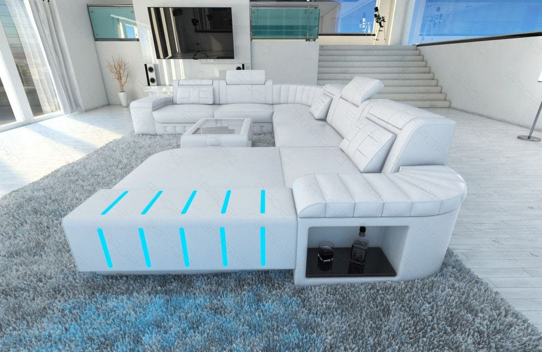 Mini XXL Wohnlandschaft Bellagio U-Form in Leder