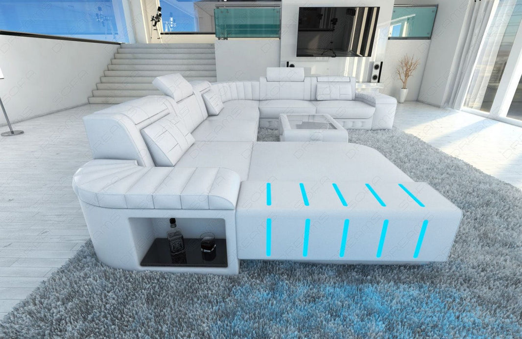Mini XXL Wohnlandschaft Bellagio U-Form in Leder