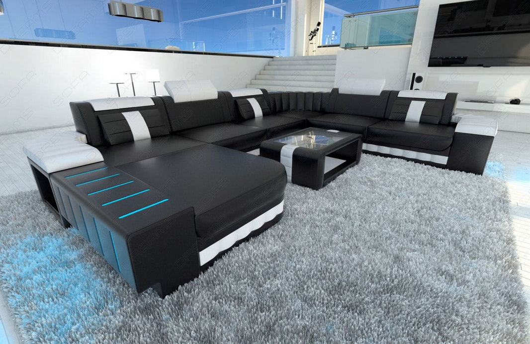 XXL Wohnlandschaft Bellagio U-Form aus Leder