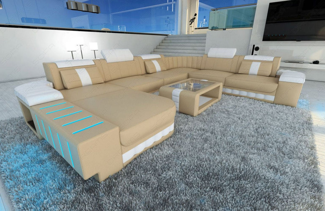 XXL Wohnlandschaft Bellagio U-Form aus Leder