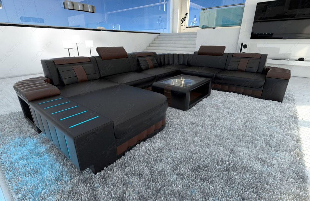 XXL Wohnlandschaft Bellagio U-Form aus Leder