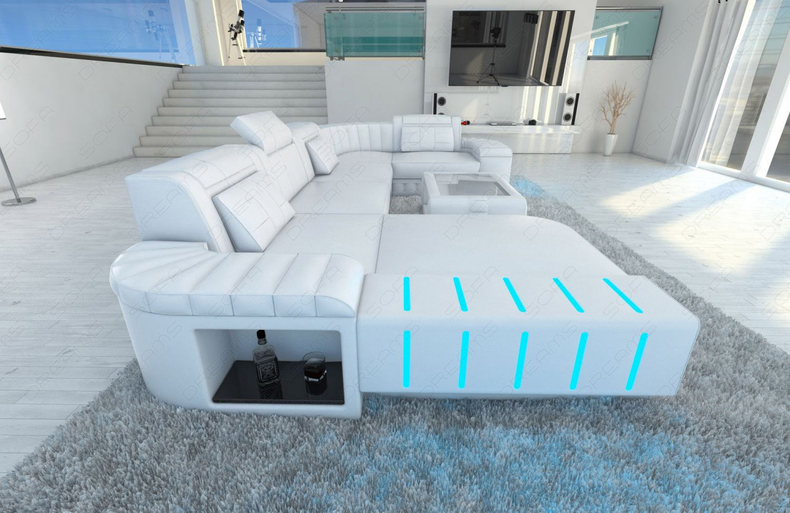Mini Designer Wohnlandschaft Bellagio Led U-Form