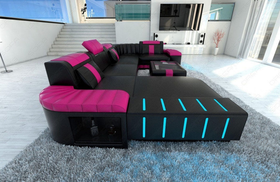 Mini Wohnlandschaft Bellagio U-Form in Leder