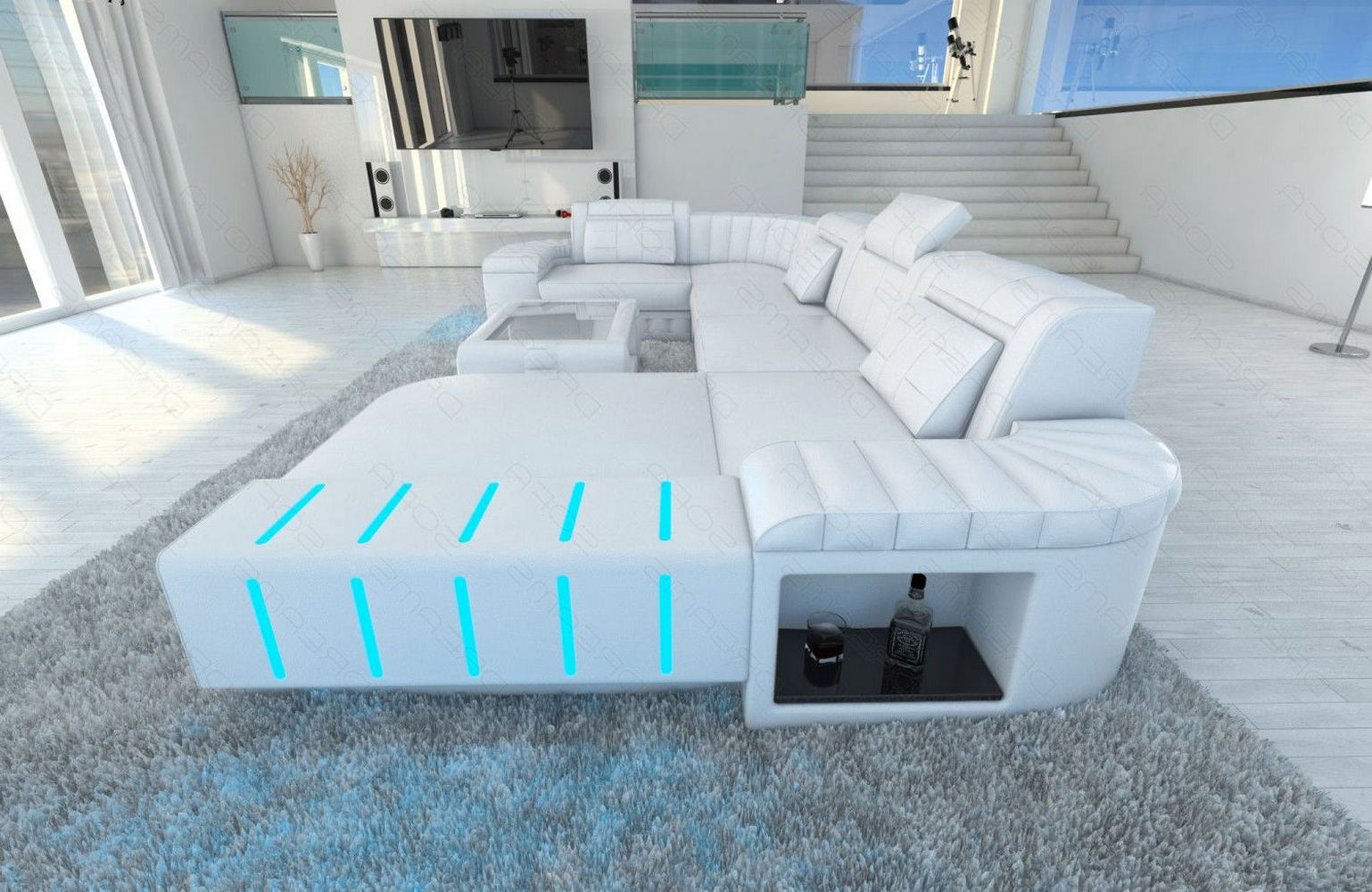 Mini Designer Wohnlandschaft Bellagio Led U-Form