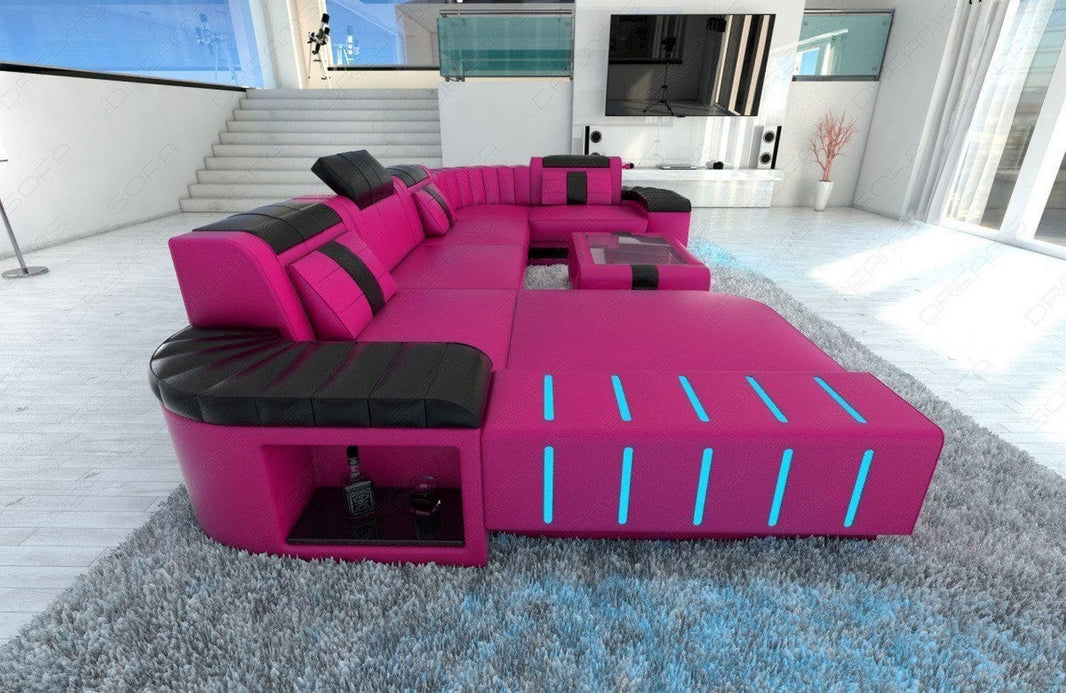 Mini Wohnlandschaft Bellagio U-Form in Leder