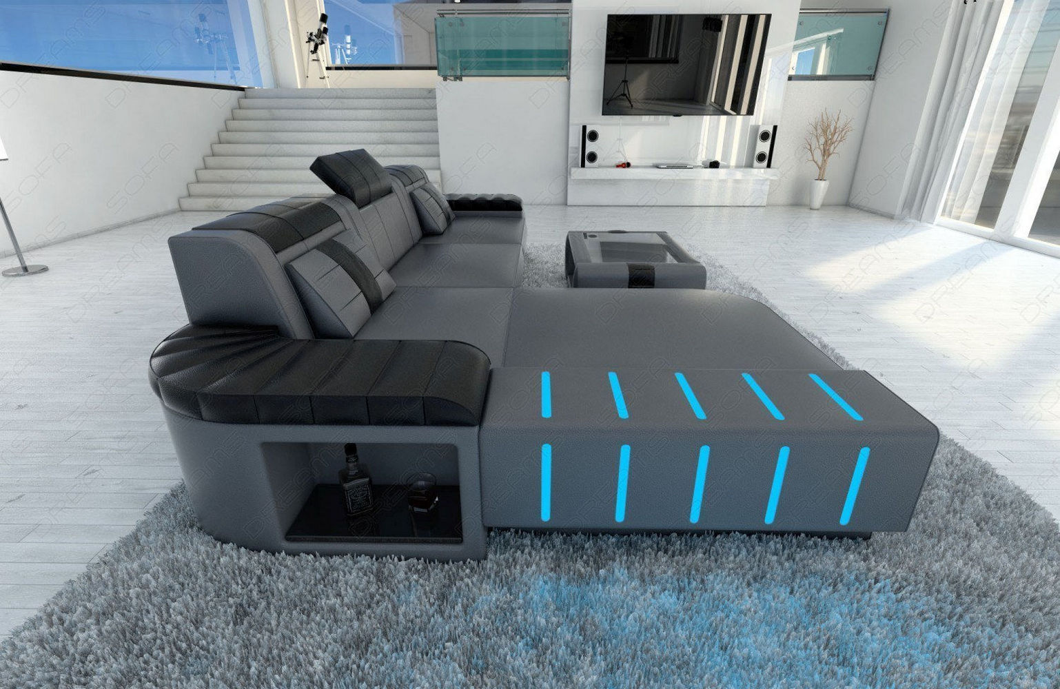 Designersofa Bellagio L-Form mit LED