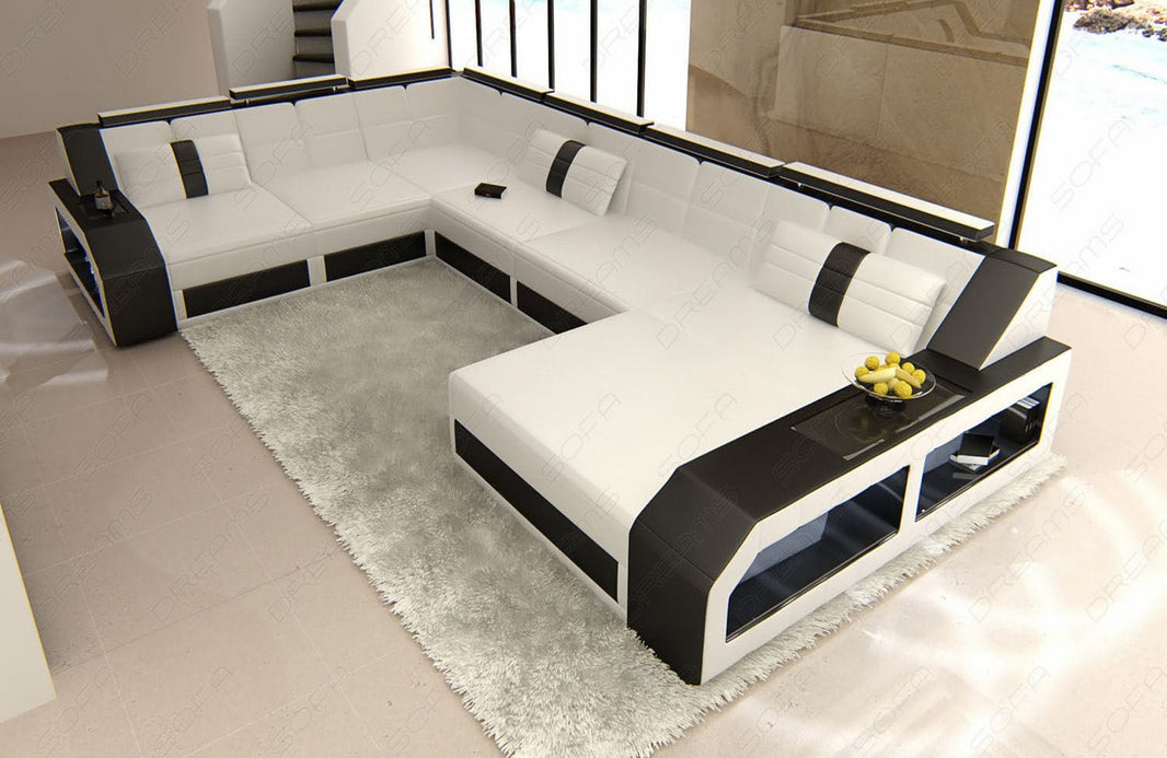 Mini XXL Wohnlandschaft Matera U-Form in Leder