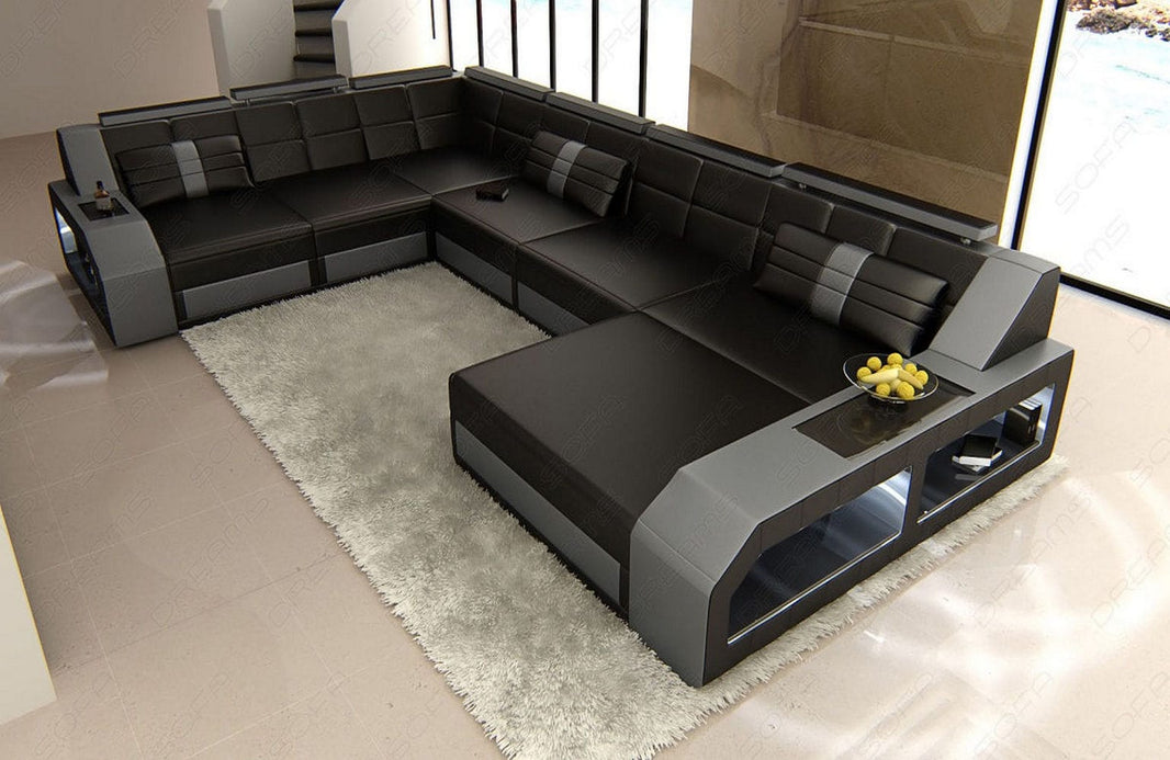 Mini XXL Wohnlandschaft Matera U-Form in Leder