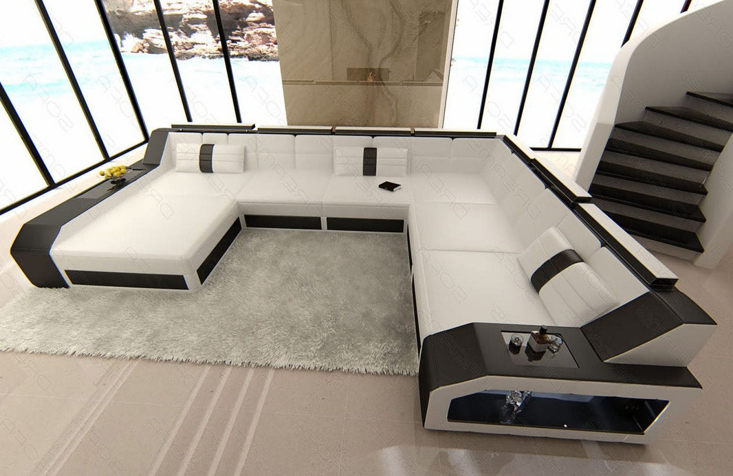 XXL Wohnlandschaft Matera U-Form aus Leder