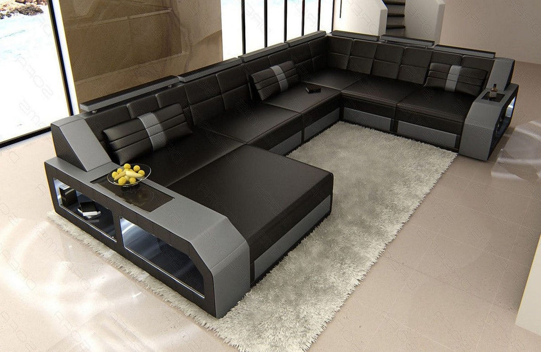 XXL Wohnlandschaft Matera U-Form aus Leder
