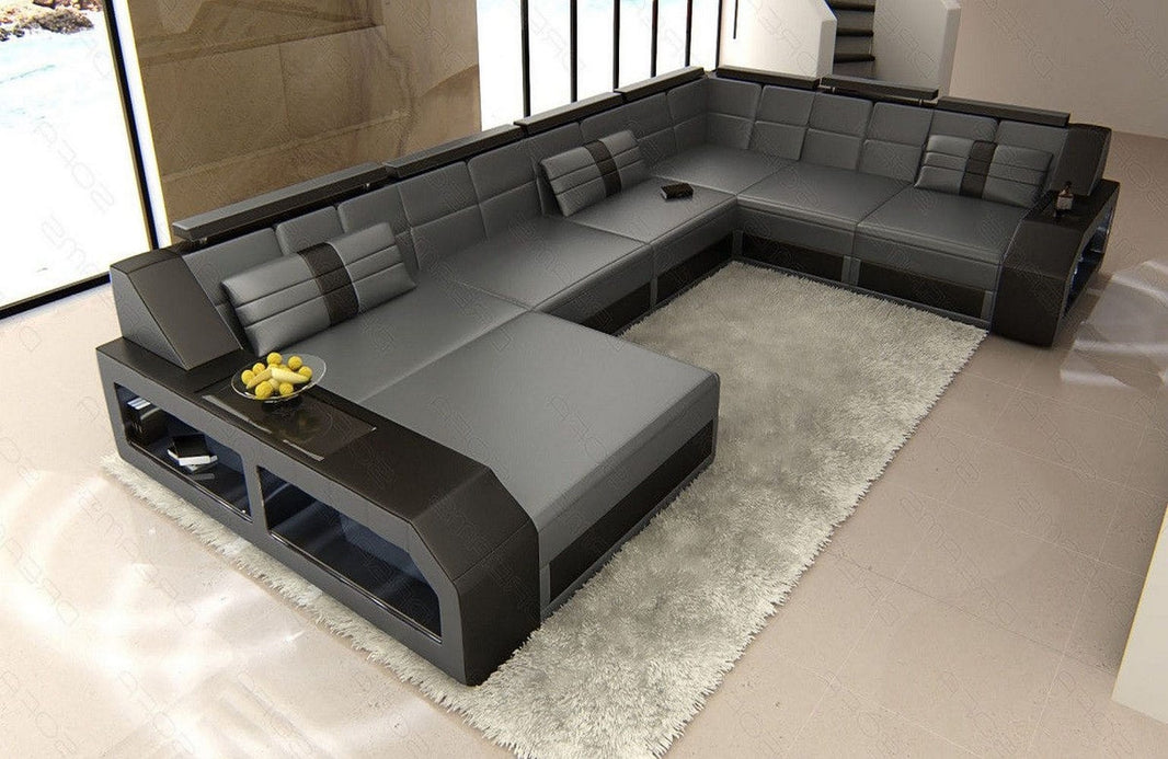 XXL Wohnlandschaft Matera U-Form aus Leder