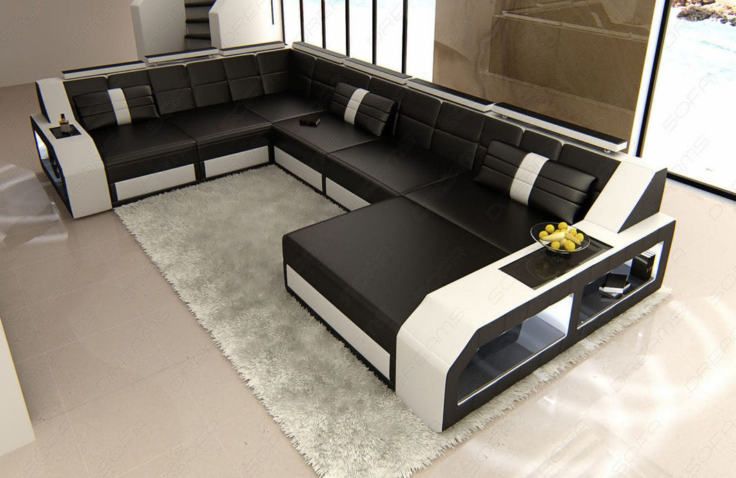 XXL Wohnlandschaft Matera U-Form aus Leder