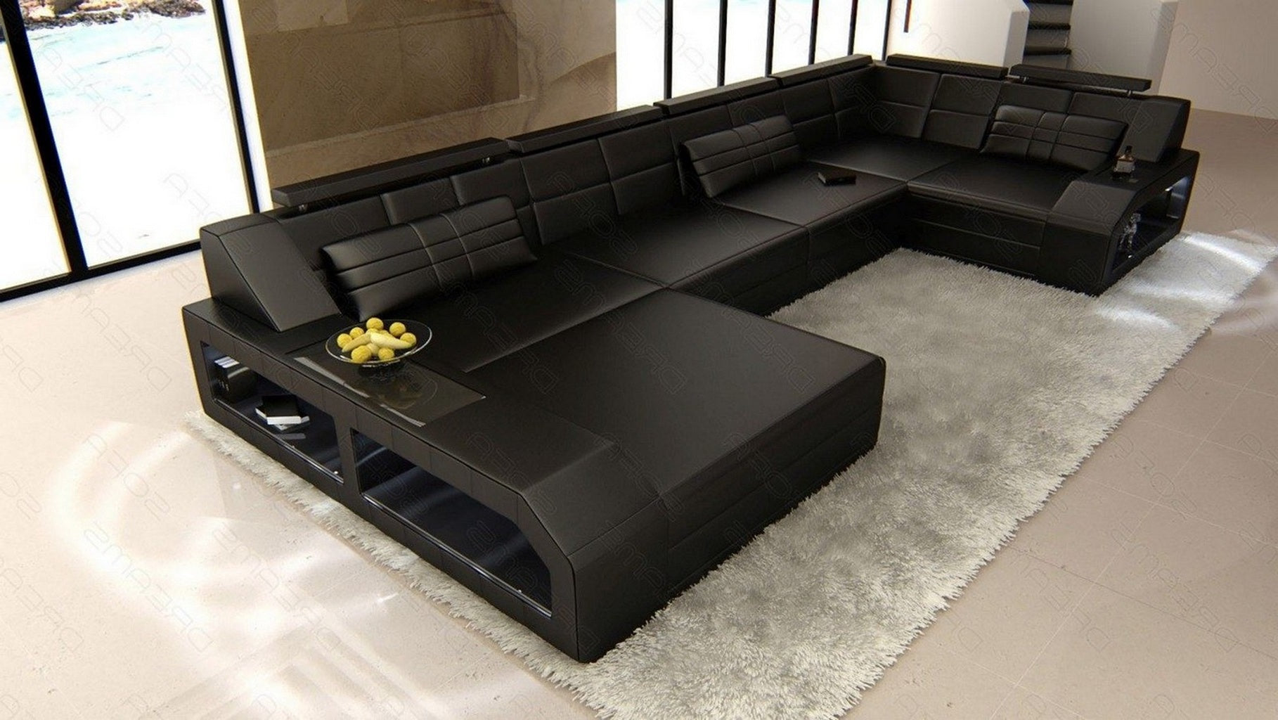 Leder Wohnlandschaft Arezzo mit LED